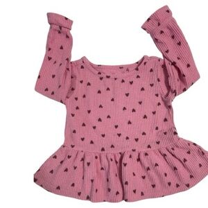 Cat & Jack Pink Heart Print Girls Thermal Top
